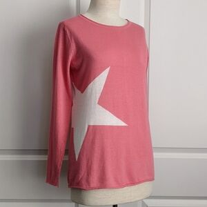Unwine Sweater Linen Cotton Knit Lightweight Woven Star Salmon White S NWT